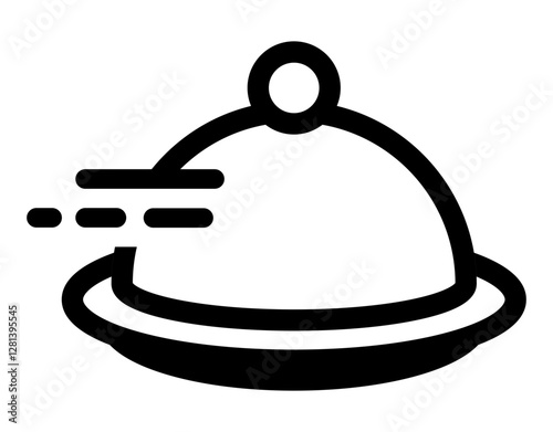 fast food delivery icon featuring a cloche with motion lines symbolizing quick meal service.