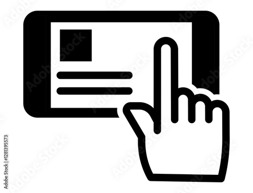 touchscreen ordering icon showing a hand tapping on a smartphone or tablet, symbolizing online food ordering or digital transactions.