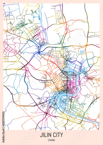 Wallpaper Mural Jilin City China Map, downtown tourism, house art travel, scenic metropolis concept, travel art city, patriotic abstract banner Torontodigital.ca
