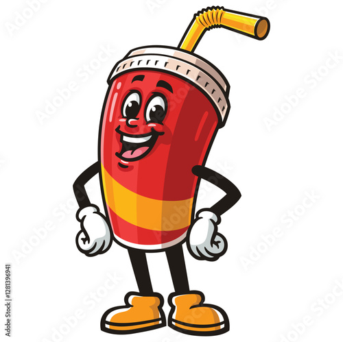 Soft drink cup character mascot cartoon laughing happily