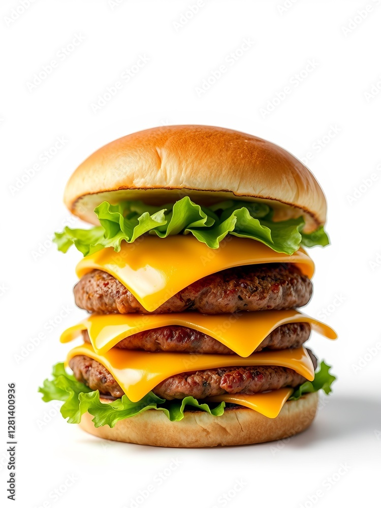 Juicy Hamburger with Melted Cheese and Fresh Lettuce Served on a Rustic Wooden Table in Natural Light Juicy Hamburger with Melted Cheese and Fresh Lettuce Served on a Rustic Wooden Table in Natural Light