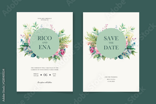 Luxury wedding invitation card background with golden line art flower and botanical leaves, Abstract art background vector design for wedding and vip cover template.