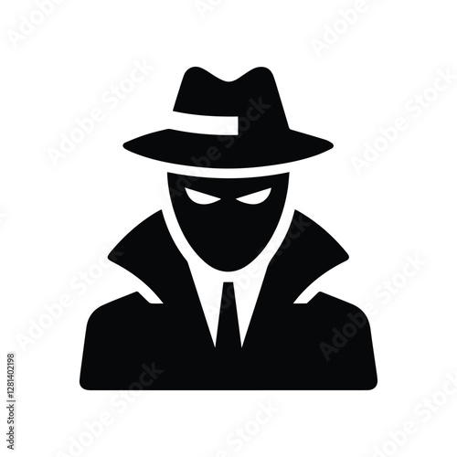 scammer icon, stranger in hat, human silhouette isolated on transparent