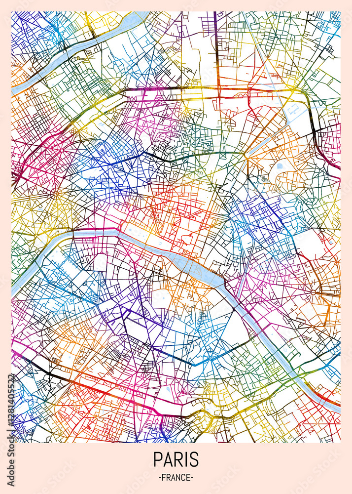 Obraz premium Paris France City Map, downtown tourism, house art travel, scenic metropolis concept, travel art city, patriotic abstract banner