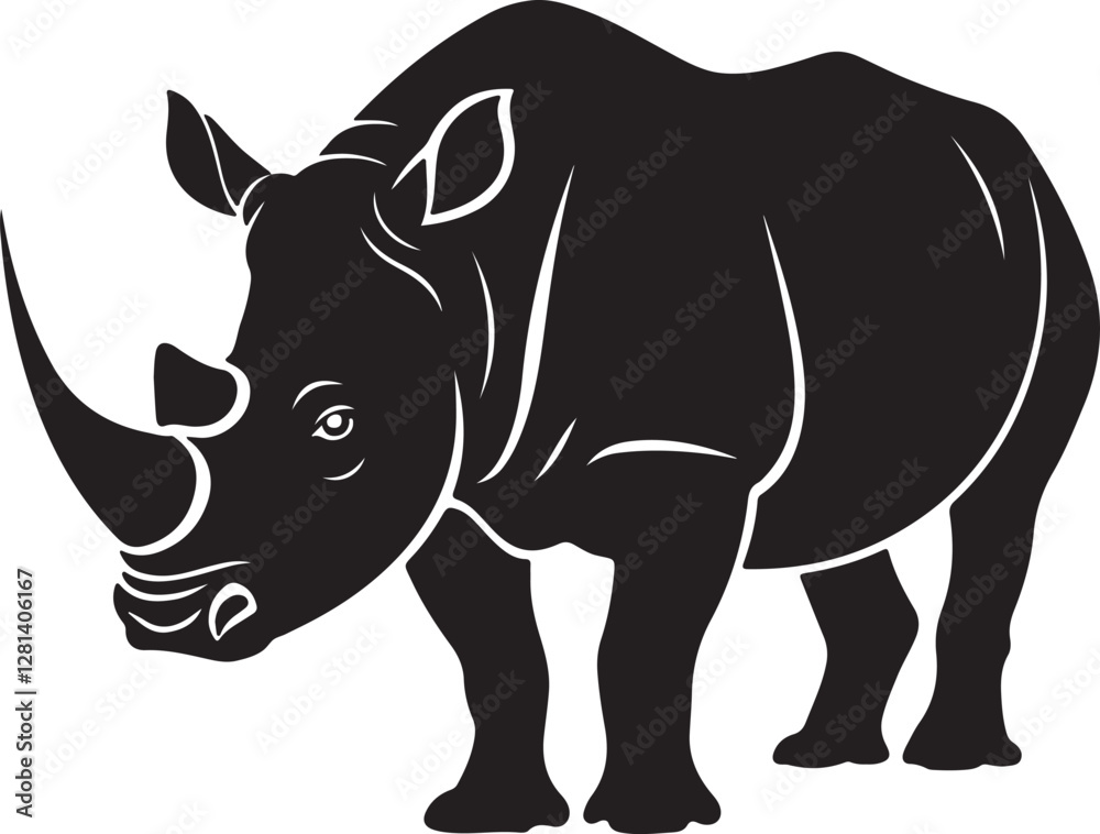 Obraz premium Rhino silhouette vector on white background