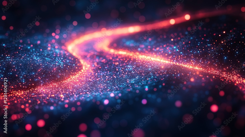 Fototapeta premium Abstract business success background with glowing office space icons, dynamic data pathways, and innovative design