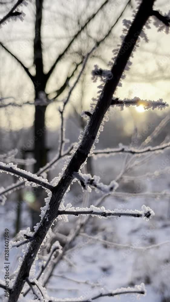 Frosty morning. frost in the tree and fields. winter sunrise Frosty morning. frost in the tree and fields. winter sunrise