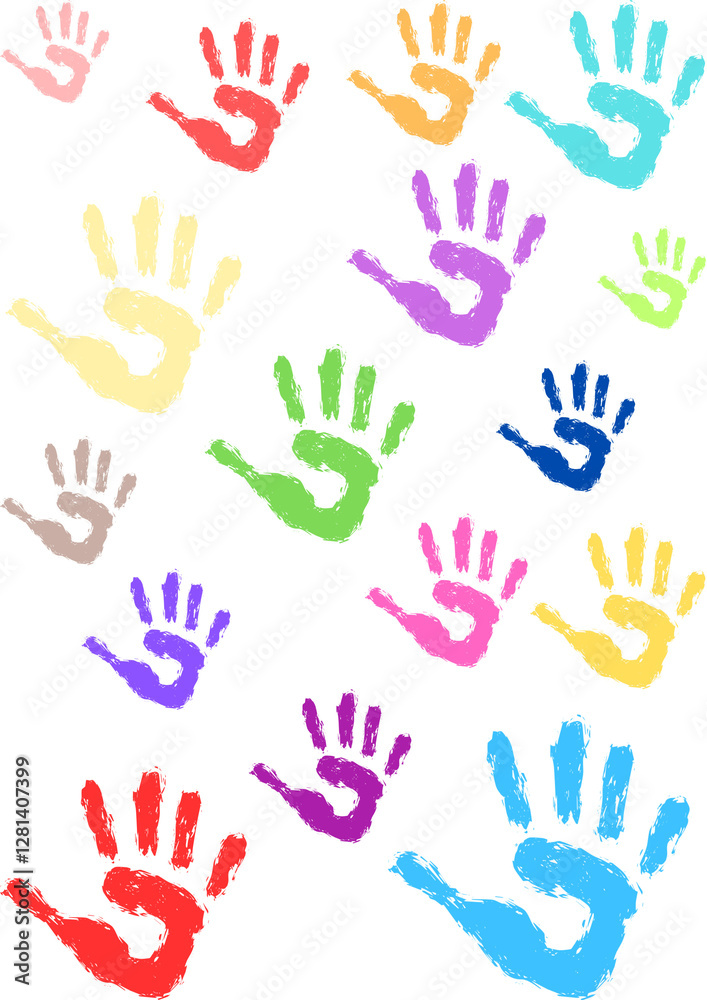 Hands colourful illustration with white background. Hands colourful illustration with white background.