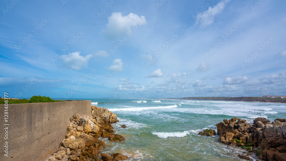 Coast line of a small village in portugal called Peniche