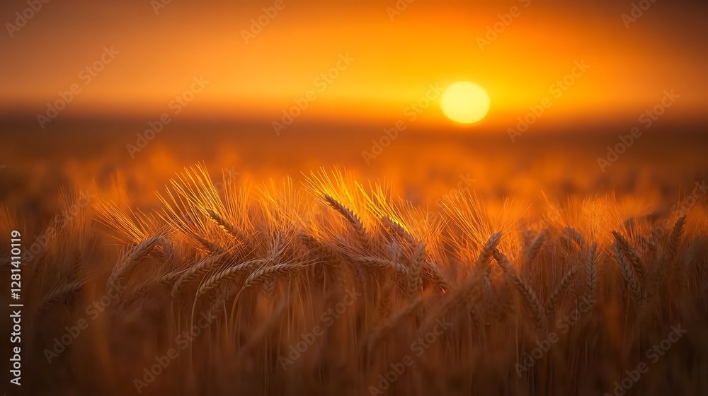 Fototapeta premium Golden wheat field at sunset. (2)