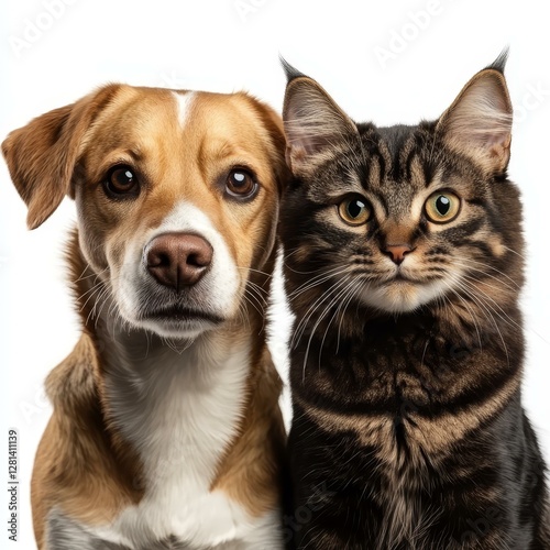 Close-up Portrait of a Dog and Cat
