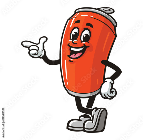 Soda Can character mascot cartoon with an idea