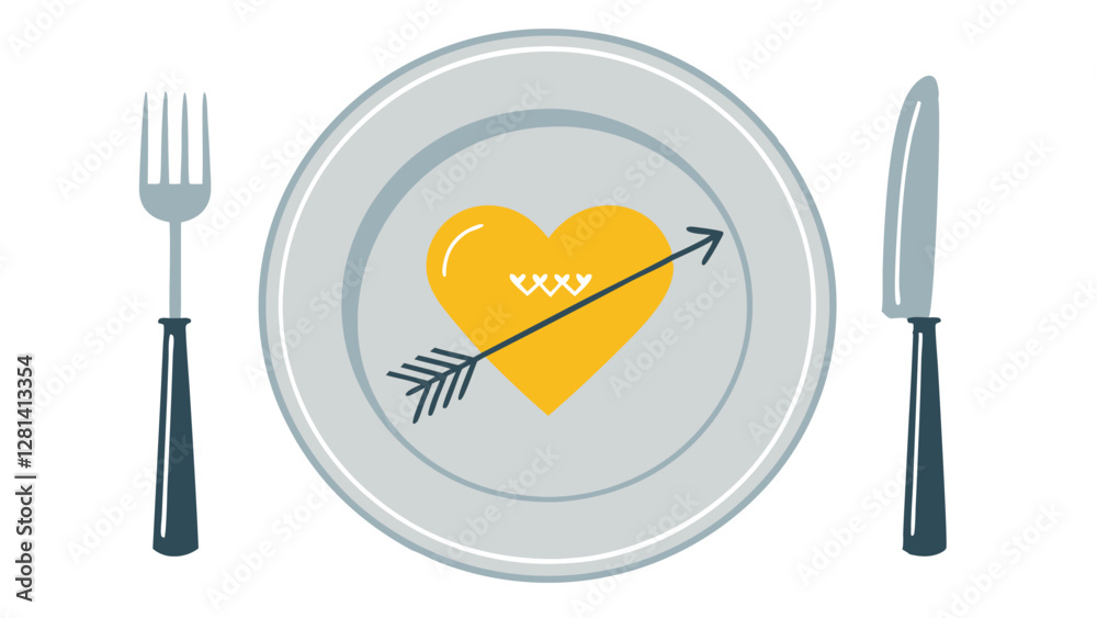 Minimalist Vector Design Featuring Utensils and Plate Icons Minimalist Vector Design Featuring Utensils and Plate Icons