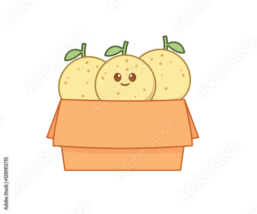 cute pear cartoon in the box illustration