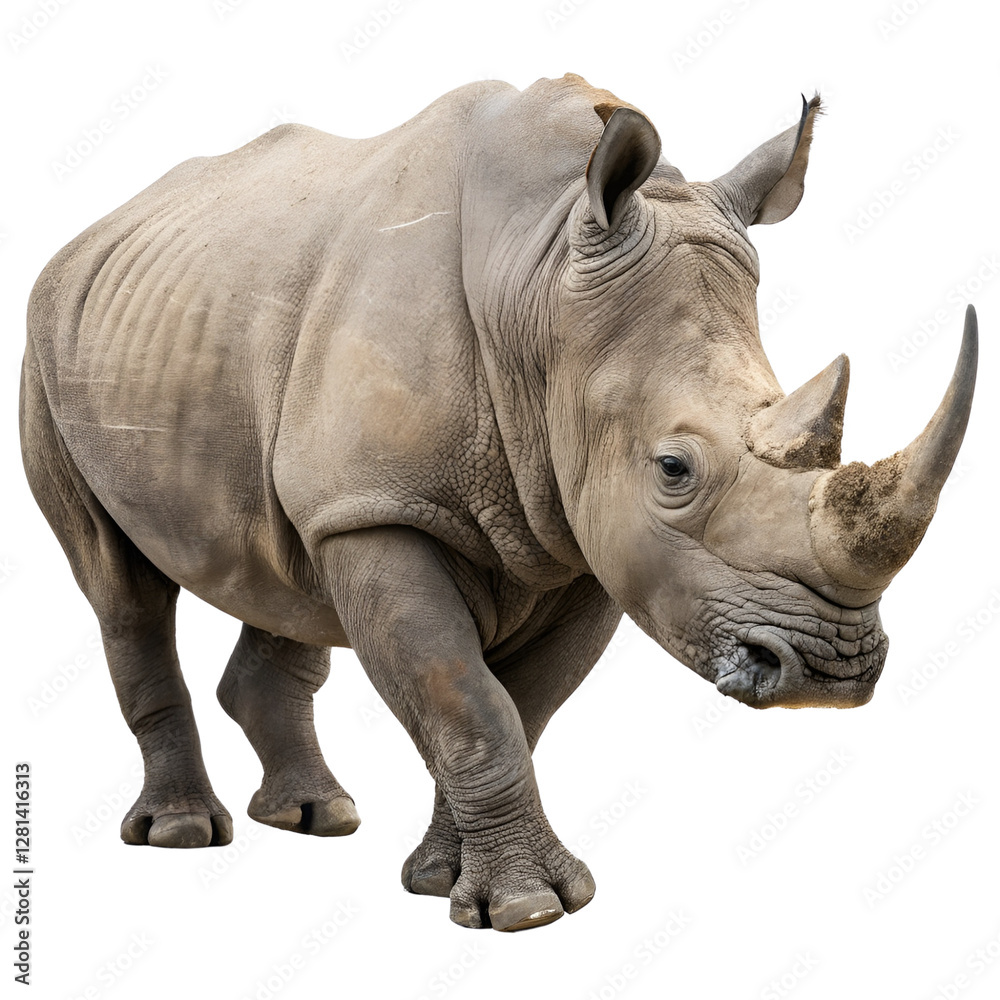 Obraz premium Adult rhino isolated on a transparent background