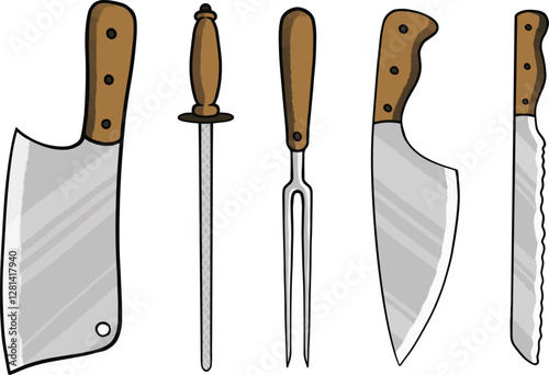 Kitchen Knives Vector Illustration