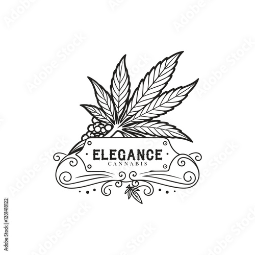 Retro Cannabis Logo Template with Elegant Typography