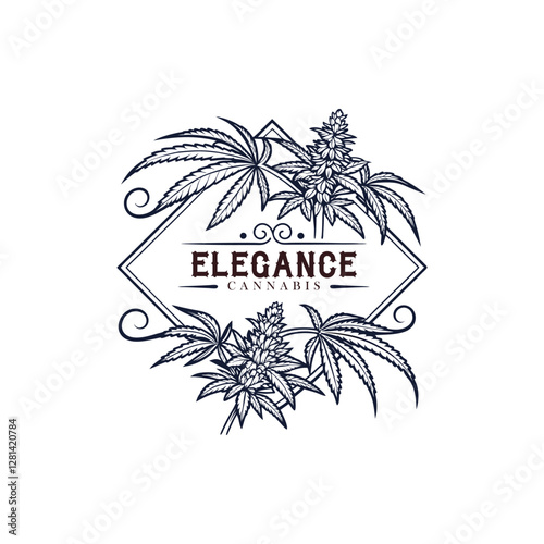 Classic Cannabis Label Design with Ornamental Details