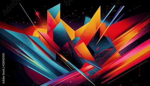 Abstract image of bright multi-colored elements on a black background for your desktop or for your original graphic ideas