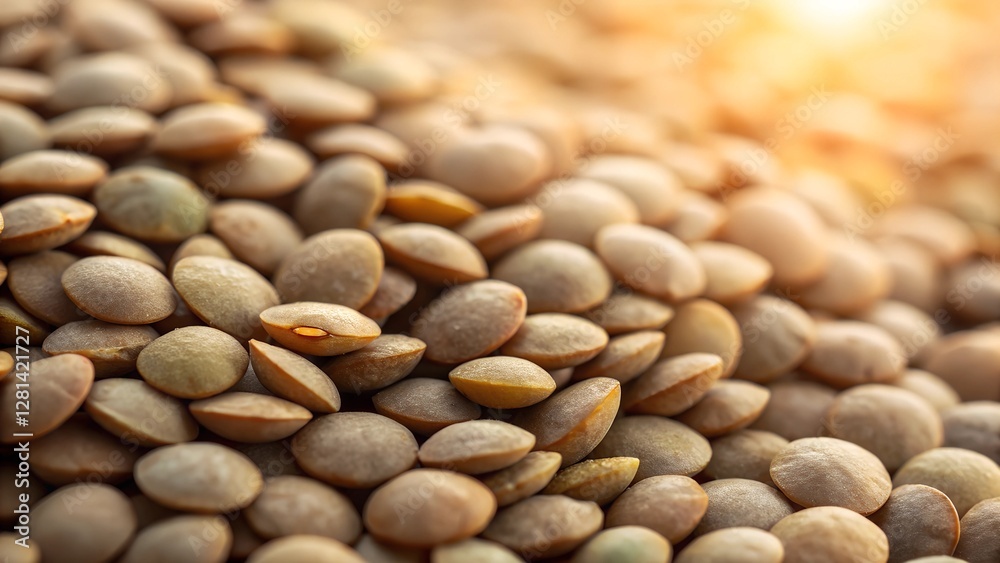 Earthy Bounty: An overhead, close-up shot of a generous pile of lentils, the natural texture and earthy tones accentuated by a warm, inviting light, conveying freshness and natural goodness. Earthy Bounty: An overhead, close-up shot of a generous pile of lentils, the natural texture and earthy tones accentuated by a warm, inviting light, conveying freshness and natural goodness.