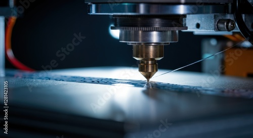 Close-up of cnc laser cutting metal with precision technology