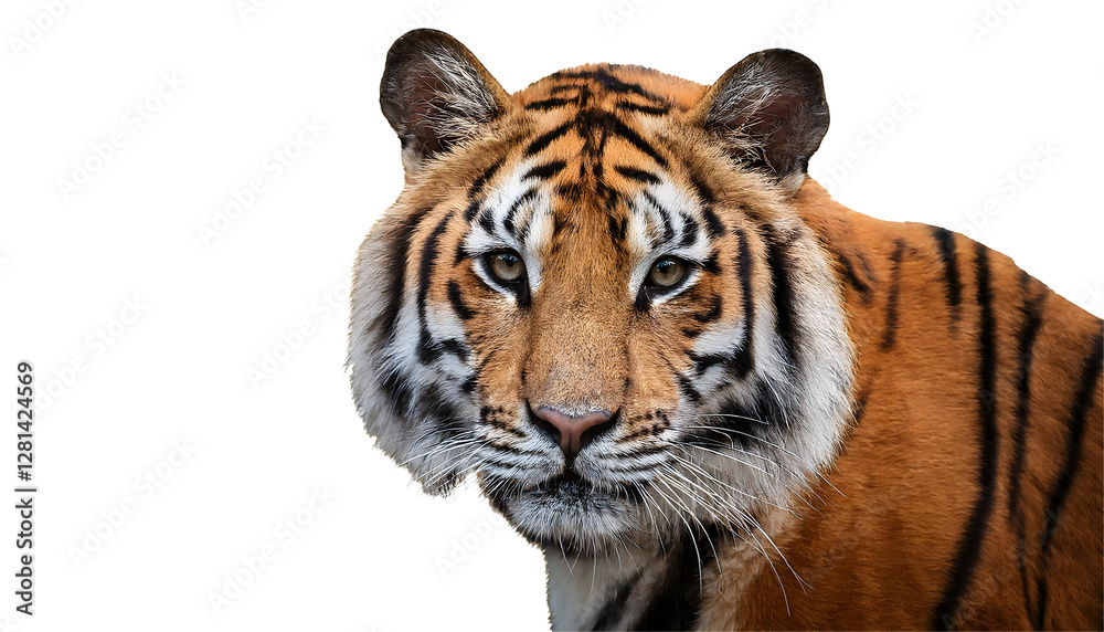Obraz premium Close-up of a Tiger face, wildlife animals, isolated on transparent background