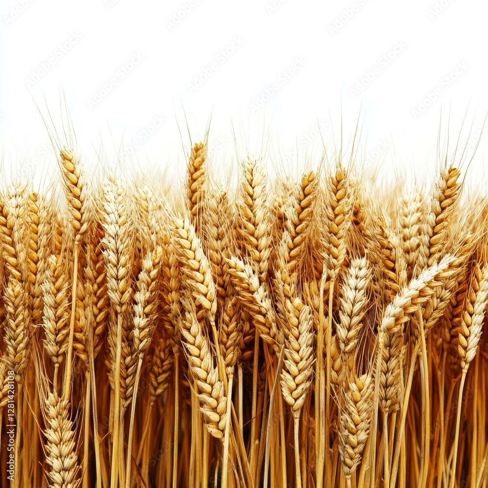 Golden Wheat Ears on a White Background Golden Wheat Ears on a White Background