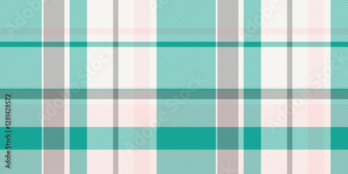 Herringbone texture fabric seamless, gift paper vector check tartan. Home pattern textile plaid background in white and teal colors.