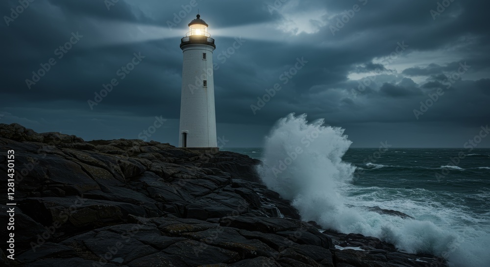 Coastal sentinel a lighthouse stands firm against stormy sea surges Coastal sentinel a lighthouse stands firm against stormy sea surges