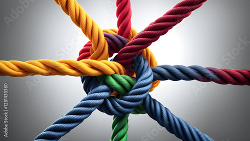 A knot of ropes with different colors and sizes