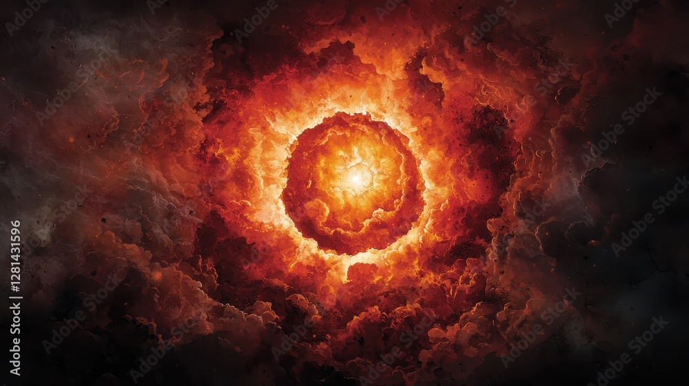 Fototapeta premium Fiery Celestial Explosion in Cosmic Clouds Artwork