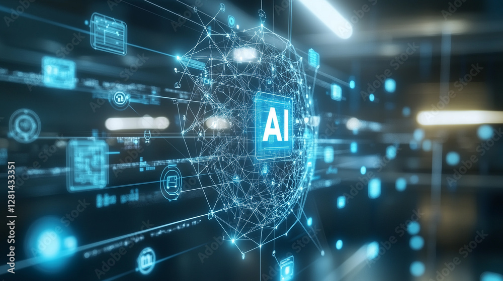 AI business and artificial intelligence. Data analysis and robotic process automation. an AI business and artificial intelligence. Data analysis and robotic process automation. an