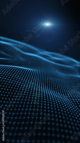 VERTICAL VIDEO, Flying through futuristic digital geology terrain, digital data telemetry and engineer topography with contour lines. 3D wireframe cartography concept. 