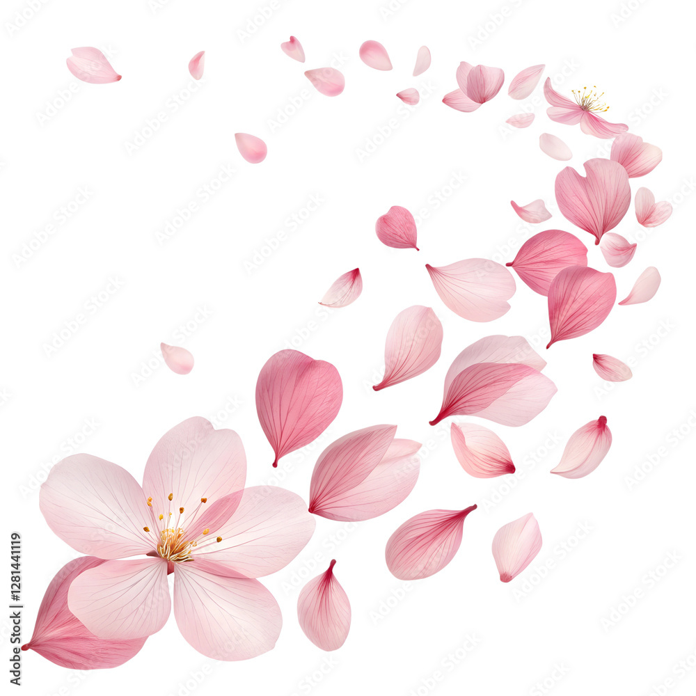 flying pink rose petals on transparent background flying pink rose petals on transparent background