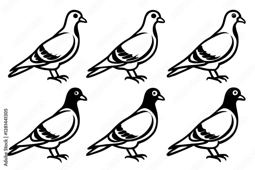 Elegant Pigeon Outline Design Elegant Pigeon Outline Design