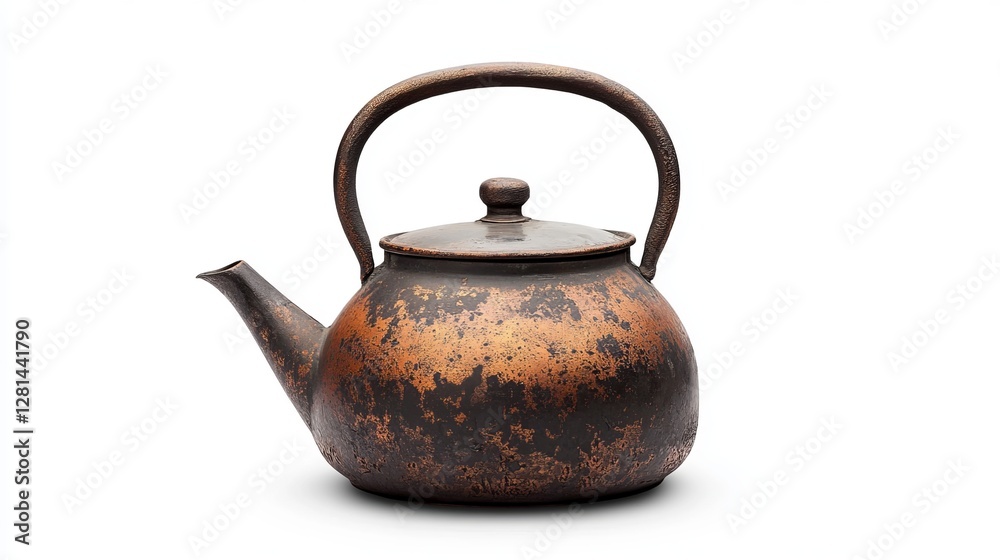 A classic old kettle, completely isolated against a white background A classic old kettle, completely isolated against a white background