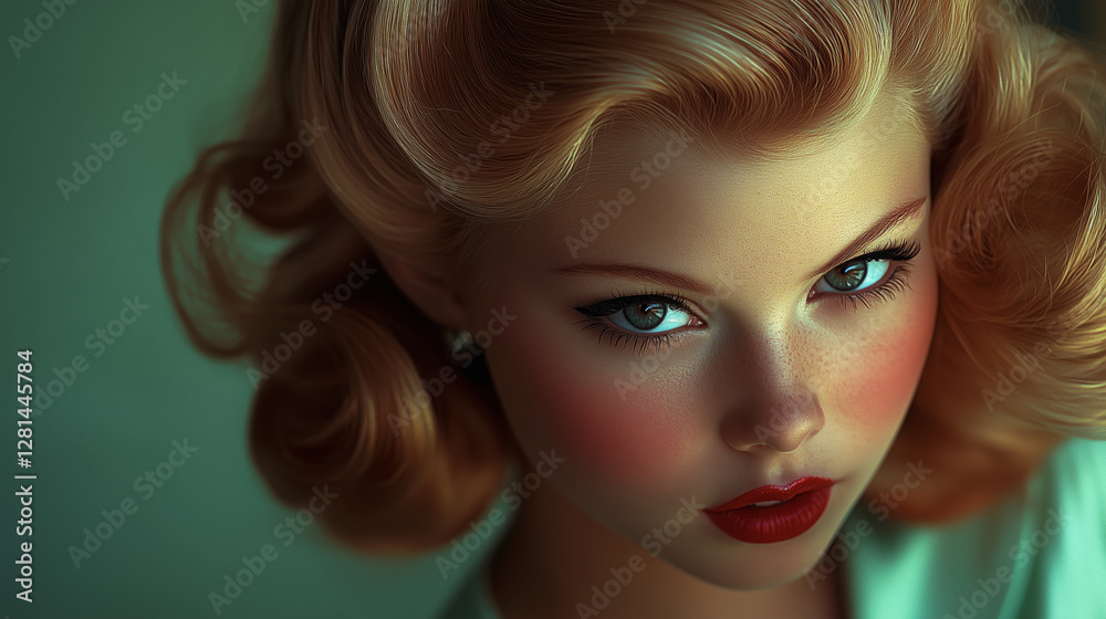 Naklejka premium Vintage Glamour Portrait of a Young Woman