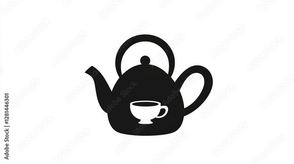 A simple black-and-white vector icon of an old-fashioned kettle, designed for web use A simple black-and-white vector icon of an old-fashioned kettle, designed for web use