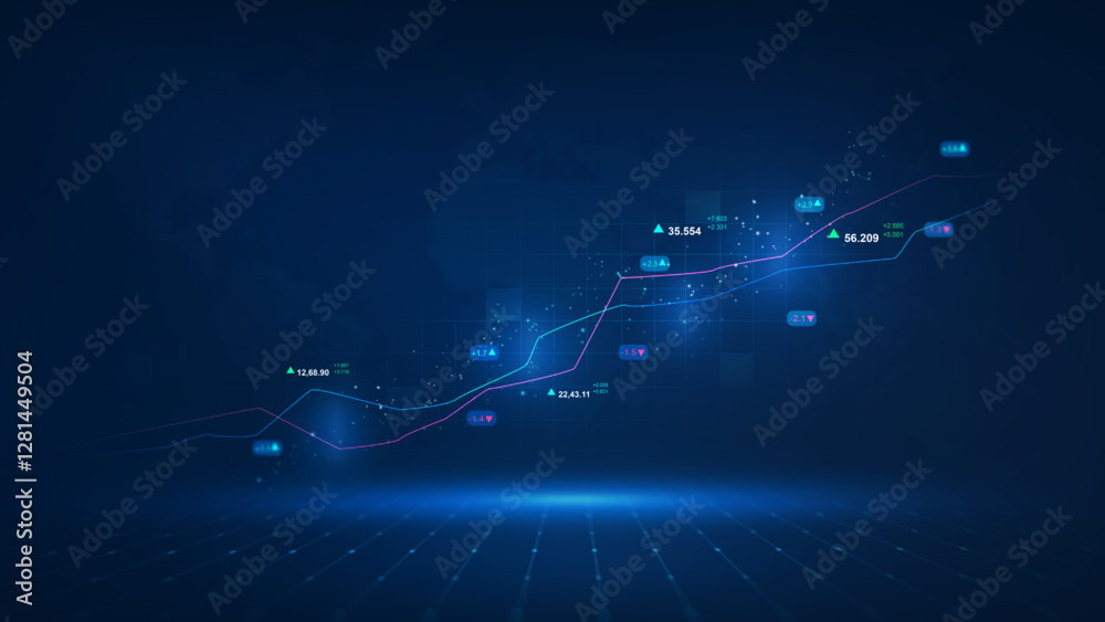 Fototapeta premium Business trade analytics line graphs and financial chart investment.Stock market investment trading graph.Financial investment graphs.Stock market business and exchange financial growth graph.