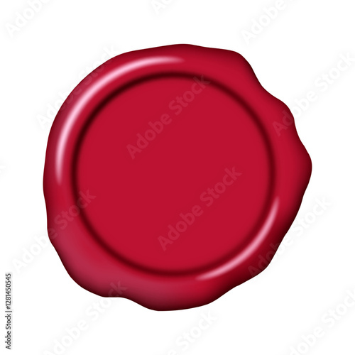 Wax seal stamp mockup. Red maroon color blank sealing wax stamp decorative element. Elegant vintage sign clip art for invitation, cards, letters, calligraphy design. 3d vector illustration.
