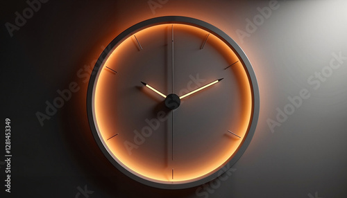 A sleek circular clock with glowing edges, symbolizing modernity and mathematics, and highlighting the significance of Pi and time for Pi Day celebrations.