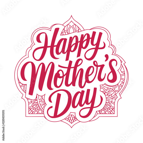 Happy Mother's Day text banner. Handwriting inscription Happy Mother's Day black color. Hand drawn vector art.