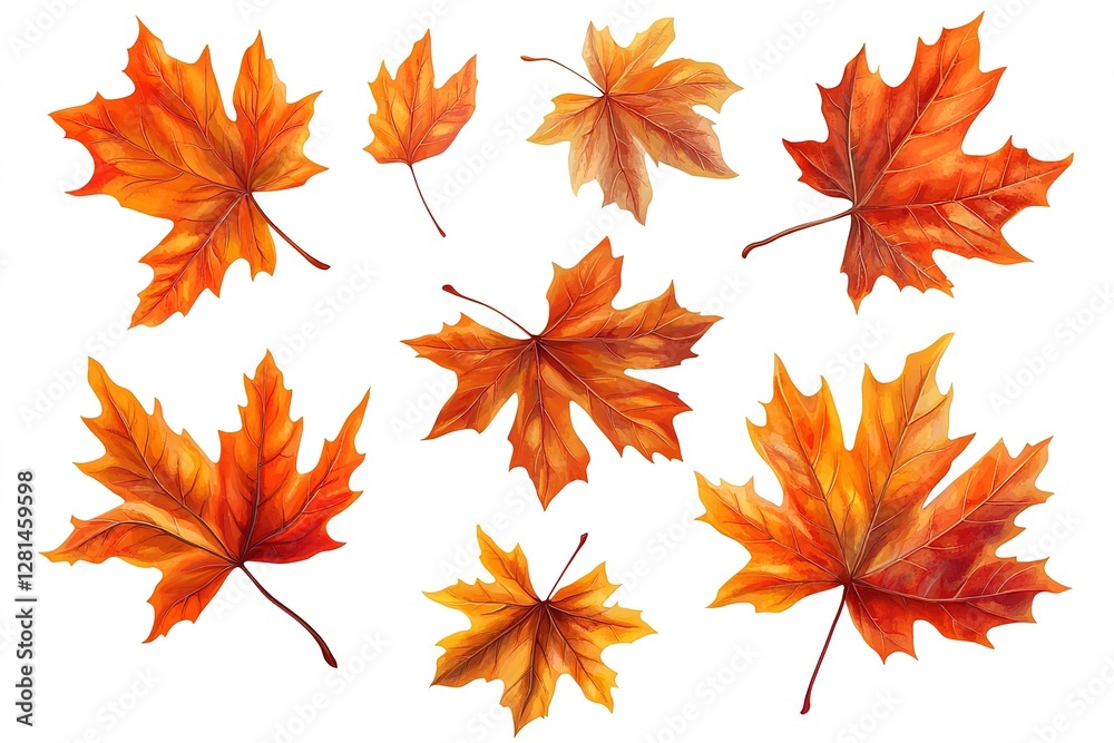 Autumn's Embrace: Vibrant Orange Maple Leaves Dancing in a Gentle Fall, Cascading Downward in a Breathtaking Display of Nature's Beauty, Perfect for Autumnal Designs, Seasonal Decorations, and Autumn's Embrace: Vibrant Orange Maple Leaves Dancing in a Gentle Fall, Cascading Downward in a Breathtaking Display of Nature's Beauty, Perfect for Autumnal Designs, Seasonal Decorations, and