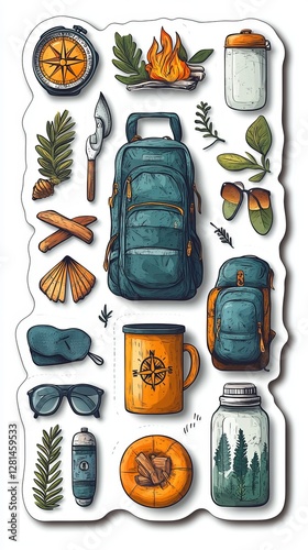 Collection of Camping and Hiking Gear Including Backpacks, Lanterns, and Outdoor Essentials Ideal for an Adventure Trip in Nature