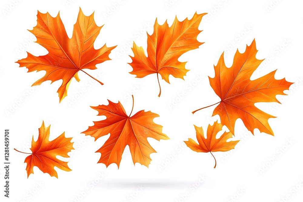 Autumn's Embrace: Vibrant Orange Maple Leaves Dancing in a Gentle Descent, Creating a Captivating Fall Scene. Perfect for seasonal designs, autumnal backgrounds, and nature-themed projects. A Autumn's Embrace: Vibrant Orange Maple Leaves Dancing in a Gentle Descent, Creating a Captivating Fall Scene. Perfect for seasonal designs, autumnal backgrounds, and nature-themed projects. A