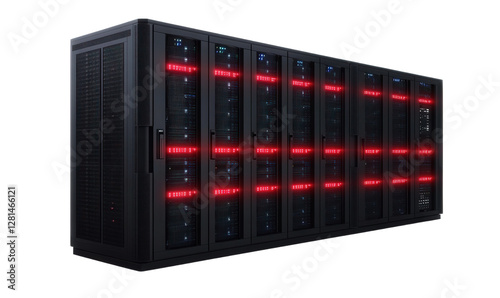Plakat Black computer room chassis, flashing red lights