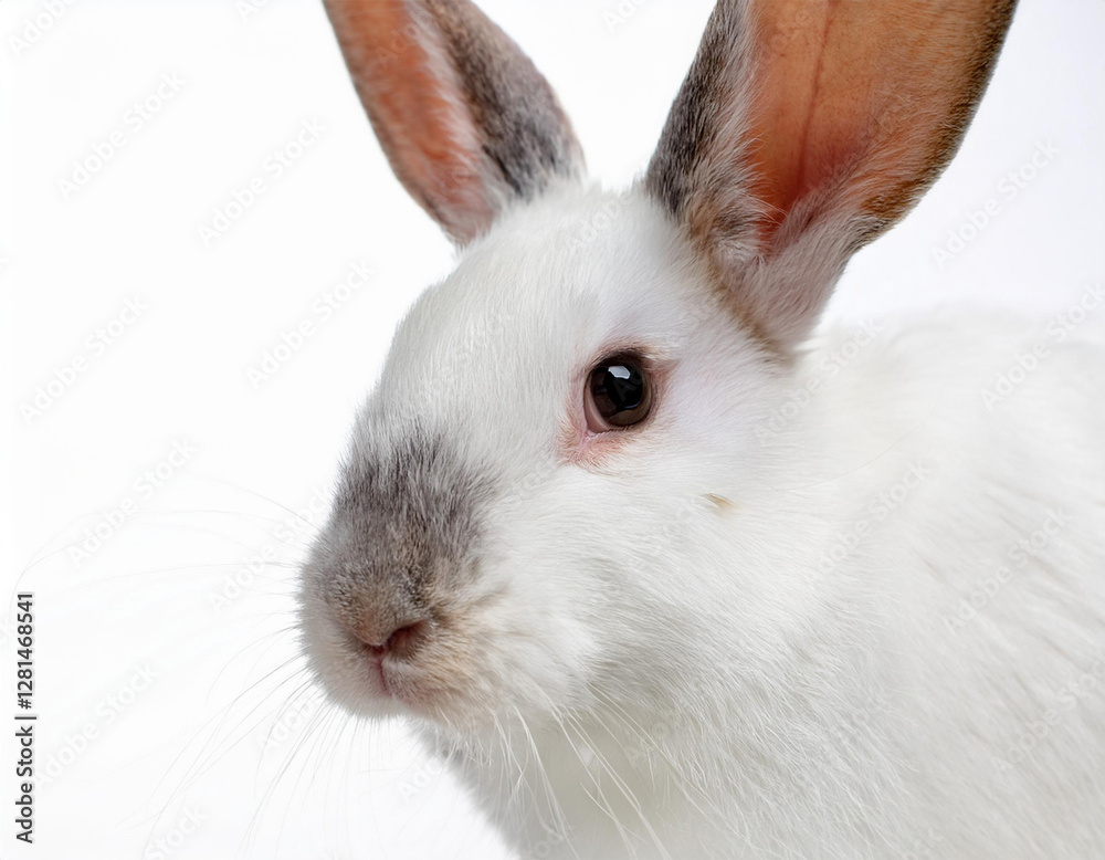 white rabbit portrait on white background white rabbit portrait on white background