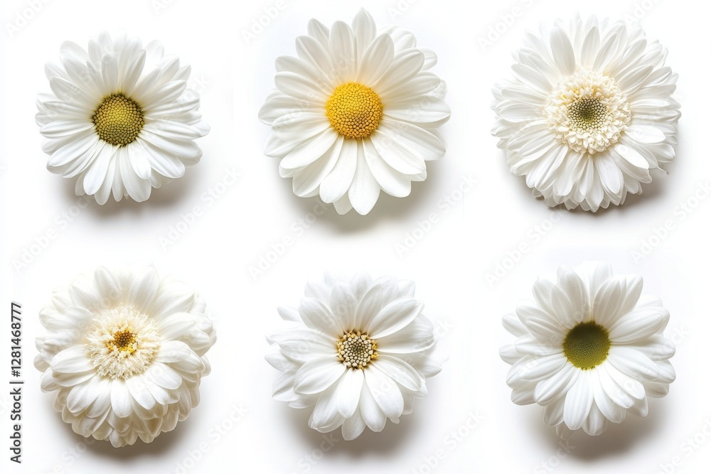 Obraz premium Elegant White Daisy Collection on Bright Background Capturing Freshness and Beauty for Floral Designs and Springtime Themes