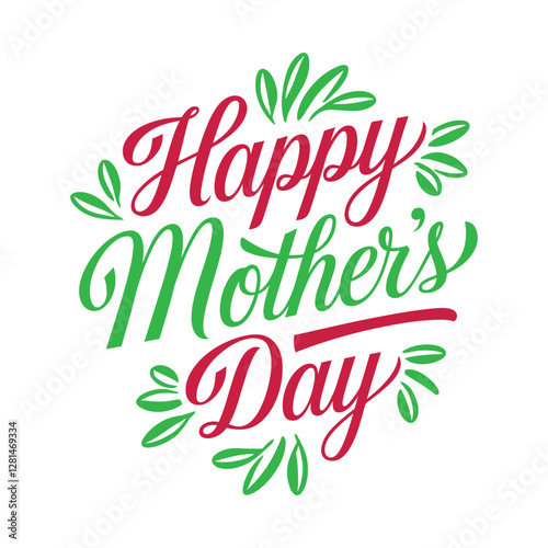Happy Mother's Day text banner. Handwriting inscription Happy Mother's Day black color. Hand drawn vector art.