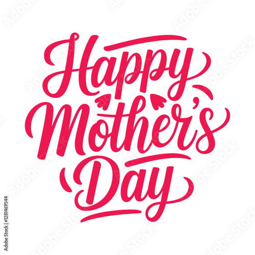 Happy Mother's Day text banner. Handwriting inscription Happy Mother's Day black color. Hand drawn vector art.